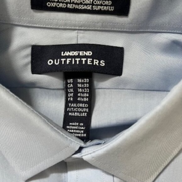 🧡3/15 NWOT Lands' End Outfitters No Iron Pinpoint Oxford Shirt Men's 16x33 - Picture 3 of 8